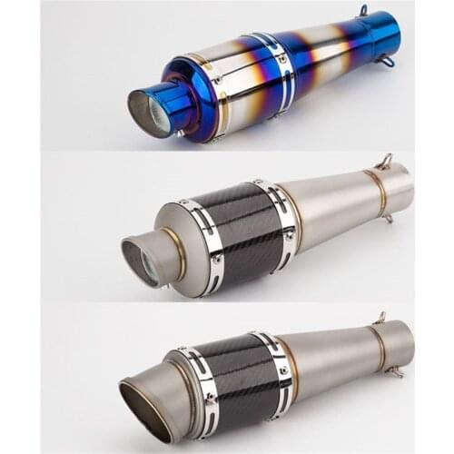 Motorcycle Modification Exhaust Pipe Semi-blue Carbon Fiber Exhaust With Muffler Plug Large Oblique Universal Straight NINJA