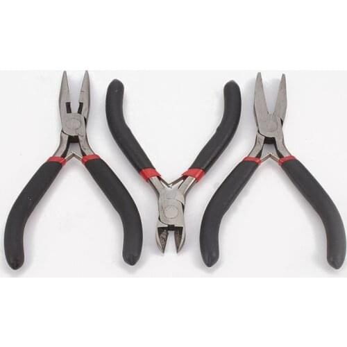 3pcs/set 45# Steel Jewelry Making Tools Kit including Wire-Cutter Plier Flat Nose Plier and Side Cutting Plier 18.5x16.5x1.5cm