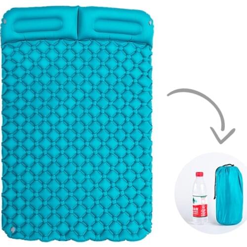 Outdoor Inflatable Mattress Double Inflatable Camping Sleeping Pad With Pillow Ultralight Beach Mat Damp Proof Waterproof Pad