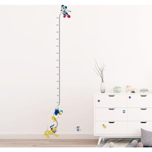 Cartoon Mickey With Friends Growth Chart Wall Stickers For Kids Room Home Decor Height Measure PVC DIY Mural Art Wall Decals