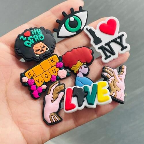 New Arrival Single Sale Girls Eyes PVC Shoe Charms Shoe Decoration Diy Backpack Wristbands Croc Jibz Shoes Kids Party Gift