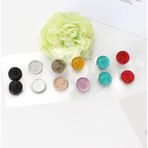 12 Pairs Muslim Multi-Use Rhinestone Magnetic Scarf Brooches Round Hijab Pins A0KD
