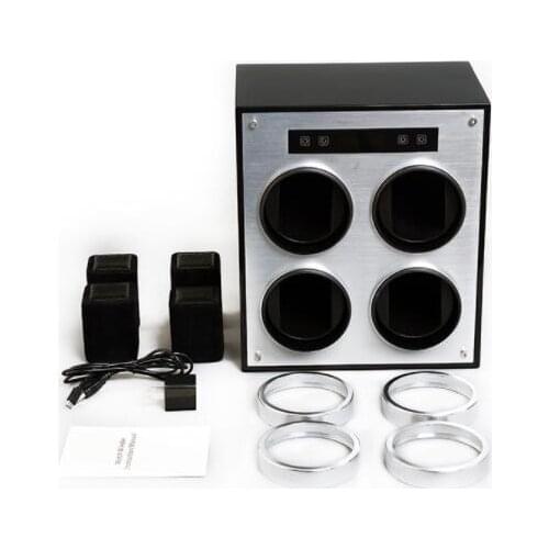 4 Grids luxury watch winder storage display cabinet metal surface shaking table with LCD screen watch shop rotator cases motor