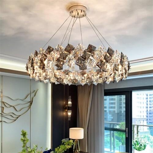 Modern Middle Ages Chandelier Luxury Square Crystal Chandelier Living Room Decoration Pendant Lights Restaurant Light