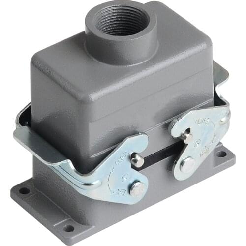 Heavy Duty Connectors HE 10 pins core top side entry double buckle with plastic cable gland