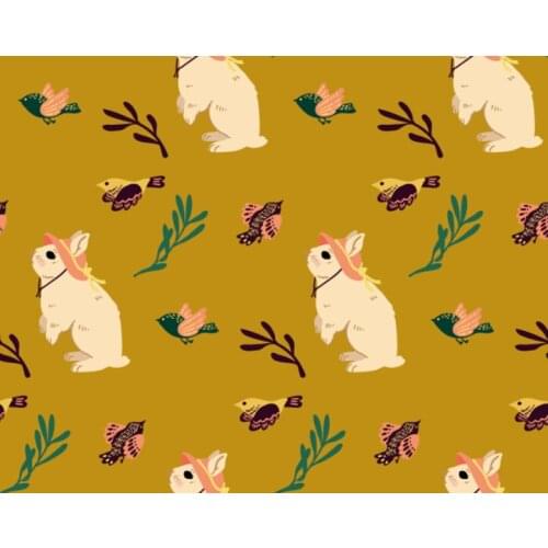 Rabbit digital printing fabric 100% polyester sewing fabric for dress chiffon four-way stretch satin swimsuit fabric available