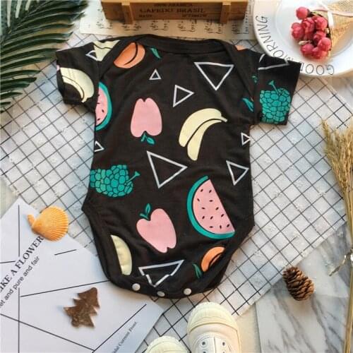 Tonytaobaby Summer New Boys and Girls' Baby Clothes Dark Grey Fruit Hardcover Creeper Clothes Pure Cotton