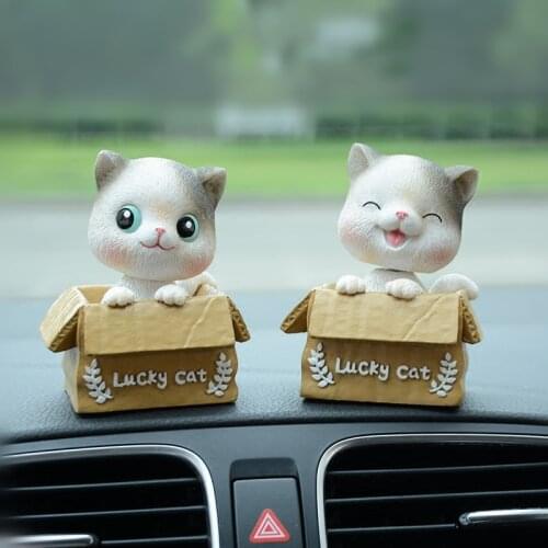 Car Ornaments Cute Cat Shaking Head kitten interior Decoration Car accessories Resin High-end Creative Home Women Gift Cartoon