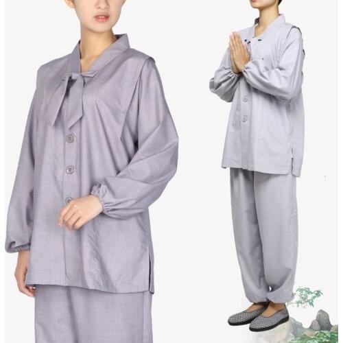 Unisex Grey High Quality Summer&Spring 0 Buddhist Zen Meditation Uniforms Lay Clothing Buddha suits