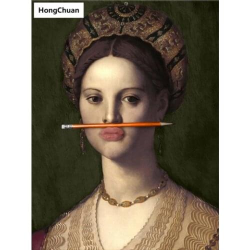 Retro Art Woman 5D Square/Round Diamond Embroidered Mosaic Cross Diamond Painting Home Decoration Mural New Year Gift