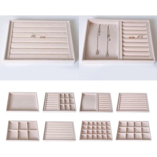 Velvet Jewelry Display Storage Tray Rings Bead Container Showcase Organizer Jewelry Storage Box Case Earring Necklace Tray