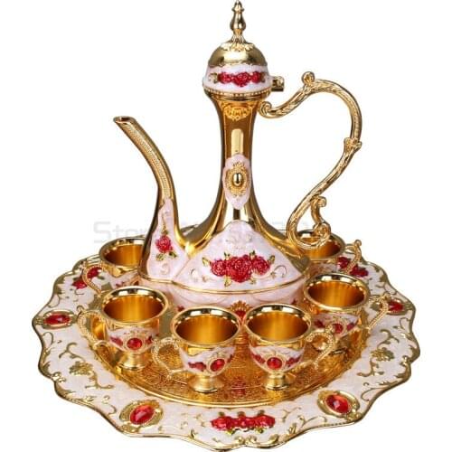 Retro Wine Set Wedding Zinc Alloy Metal Flagon Gift Set Home Decor shot glasses set