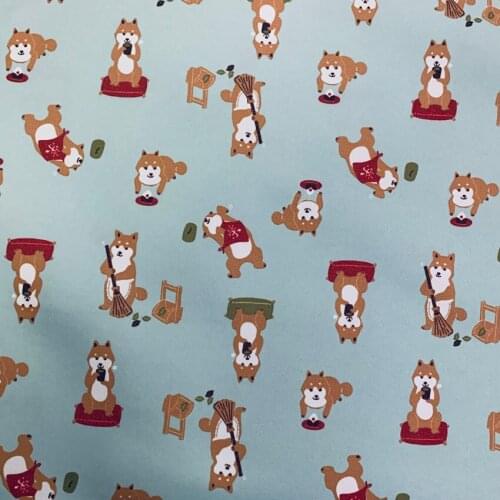 Shiba Inu Patchwork PVC Acrylic Polyester Composite Waterproof Thicken Oxford Fabric Cloth DIY Tablecloth 145cm*91cm