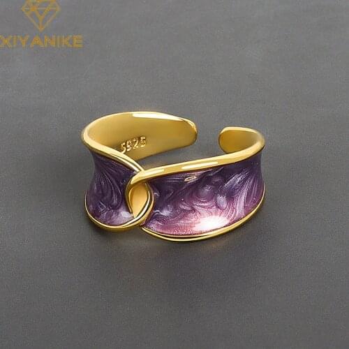 XIYANIKE 925 Sterling Silver Korean Enamel Dripping Oil Cross Ring Female Opening Unique Design Light Luxury Metal Temperament