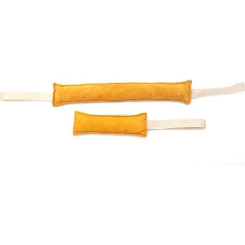 Fun Dog Bite Training Toy Cowhide Stick Tug With Handles Interactive Toy for Pet Dogs Chewing