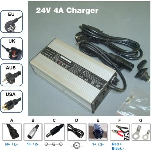 Lithium ion battery 24V 4A charger Output 29.4V 4A li-ion batteries charger For 24 V Lipo/LiMn2O4/LiCoO2 batteries charging