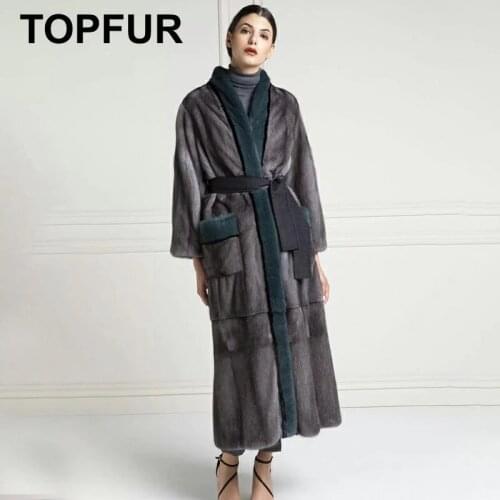 TOPFUR Real Fur Coat Women Winter Coat Women Leather Jacket Natural Mink Fur Coat Plus Size Real Fur Jacket Winter Mink Fur