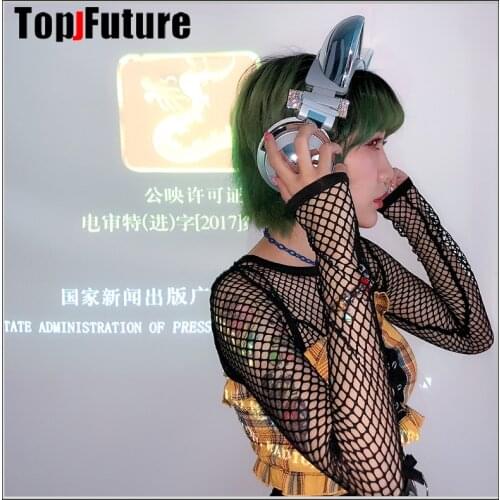 Women Girl Cut out mesh long sleeve top with fashionable backing Fish net top shirt base coat