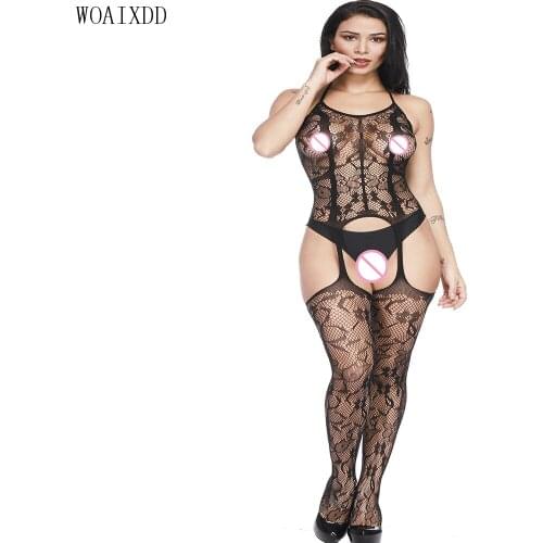 Open Crotch Bodysuit Solid Fishnet Body Sexy Lingerie Hot Crotchless Plus Size Bodystocking XXS- XXXL Crotchless Sexy Product