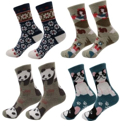 Winter Warm Fluffy Towel Socks In Womens Cute Soft Elastic Coral Velvet Indoor Floor Breathable Pure Colors