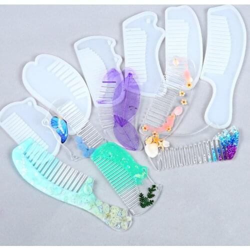1 piece DIY Clear Silicone for comb Mould For Epoxy UV Resin with Real Flower Handmade Jewelry Tools resin molds for jewelry