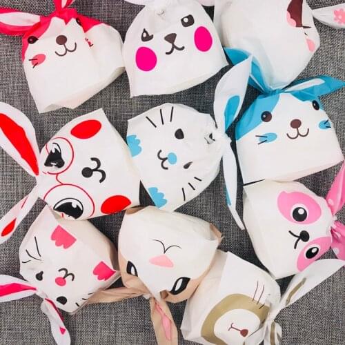 10pcs Cute Rabbit Ear Cookie Plastic Bags Gift Bags For Kids Candy Biscuits Snack Baking Package Event Party Supplies Hot Sell