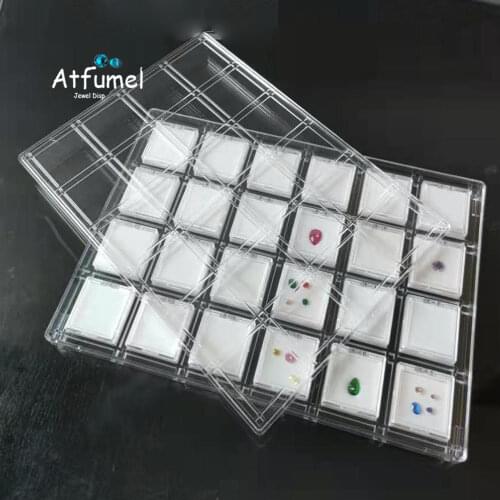 24Pcs Gemstone Diamond Jewelry Box Loose Diamond Jewelry Display Case Holder Clear Cover Gem Storage Container Protection Box