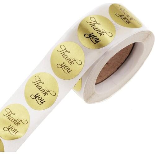 500PCS / roll 1 inch thank you stickers Round Gold Foil Thank You Sticker Labels in wedding decoration