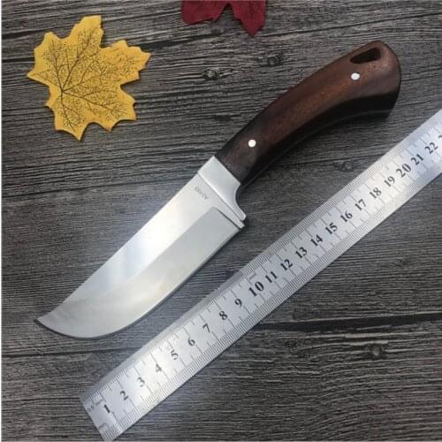 A3193 Fixed Blade Knife 7Cr13 Steel Rosewood Handle Portable Camping Small Straight Knife Tool& Nylon Knife Pouch