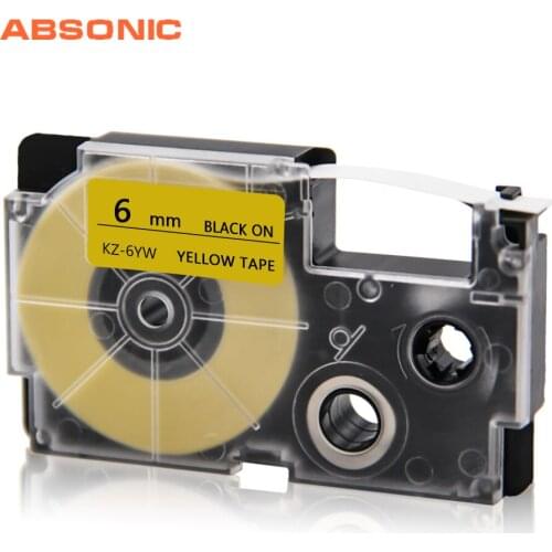 Absonic Compatible for Casio XR-6YW Labels Tape EZ-Label Printer for KL-60 KL-120 KL-820 KL-60SR KL-70e KL-100e KL-100 KL-200