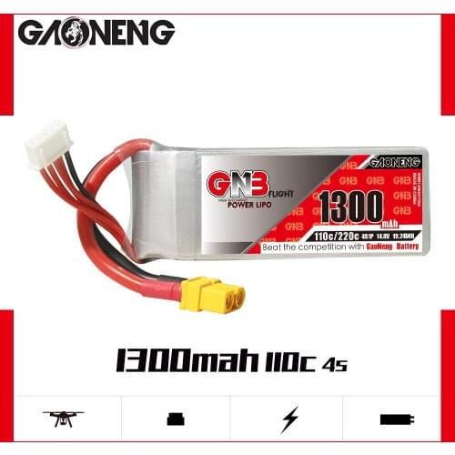 GAONENG GNB 4S 1300mAh 14.8V 110C/220C Lipo Battery wtih XT60 Plug 250 size 3D RC FPV Racing Drone Quadcopter Multirotor Toys