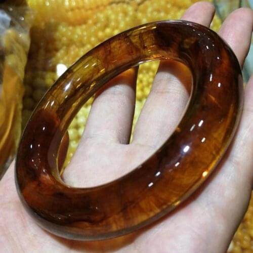 Natural Baltic Ambers Bangles Women Gemstone Bracelets Gifts For Mom Girlfriend Brown Amber Bangle Fine Jewelry Accessories