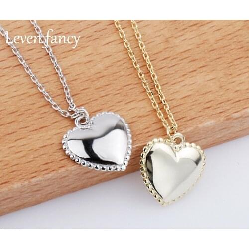 Luxury Real 925 Sterling Silver Love Necklace Women Clavicle Necklace Gold Peach Heart Pendant Necklace Fine Jewelry