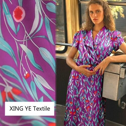 Plant Flower Pattern 100 % Silk Fabric Double Joe Cloth for Dress Sewing Material Light Soft by the Meter Alibaba Express