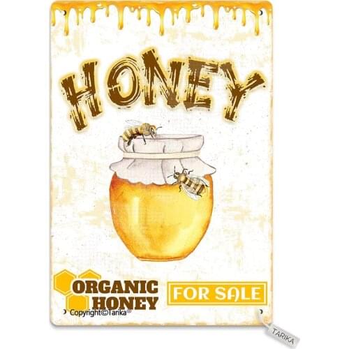 Honey for Sale Vintage Look Tin 20X30 cm Decoration Crafts Sign for Home Kitchen Bathroom Farm Garden Garage Inspirational