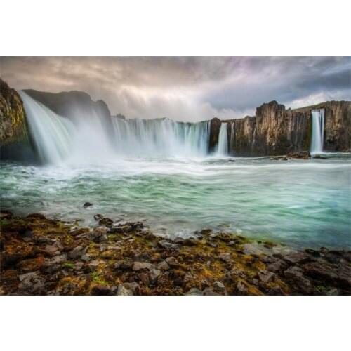 Laeacco Mountain River Stone Waterfall Scenic Photography Backgrounds Customized Photographic Backdrops For Photo Studio