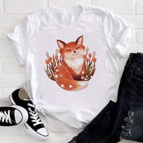 T-shirt For Women kawaii fox Graphic t shirt Fashion Top Female O-neck Tees Short Sleeve Tee Shirt Femme Summer woman tshirts