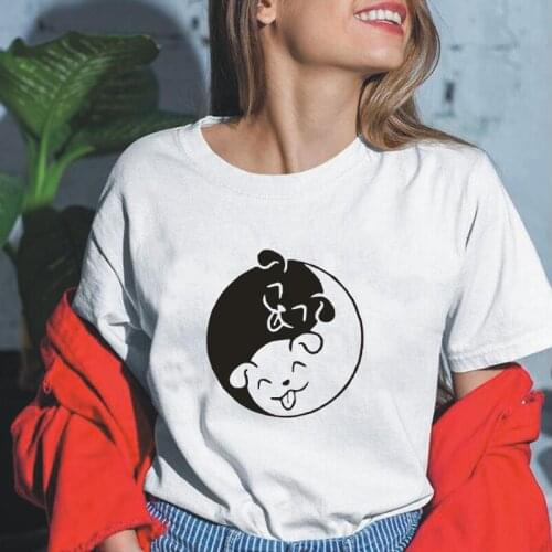Hipster Puppy Animal T Shirt Women Tops Yin Yang Dog Tshirt Birthday Gift Graphic Tee Shirt Femme Summer Casual Women T Shirt