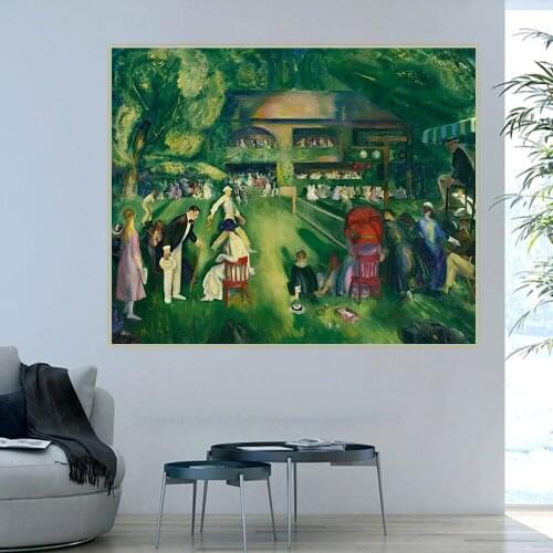 Canvas Oil Painting George Bellows"Tennis At Newport"Wall Aesthetic Backdrop Western Art Decor Home Room Interior Decoration
