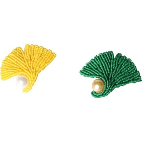 Mama Handmade Weave Woven Shell Shaped Pearl Brooch Jewelry Women Fashion Summer Beach Handmade Jewellery Pearl Brooch Gift