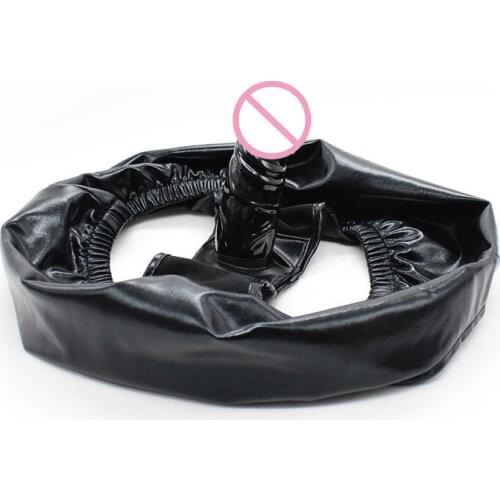 Faux Leather Latex Male Female Masturbation with Anal Dildo Penis Plug Chastity Belt Sex Toys