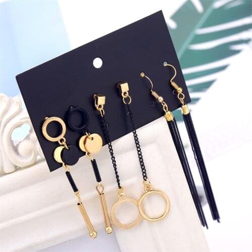 2019 New Trend Fashion Long Tassel Stud Earrings Set For Women Vintage Gold Color Earring Bohemian Jewelry