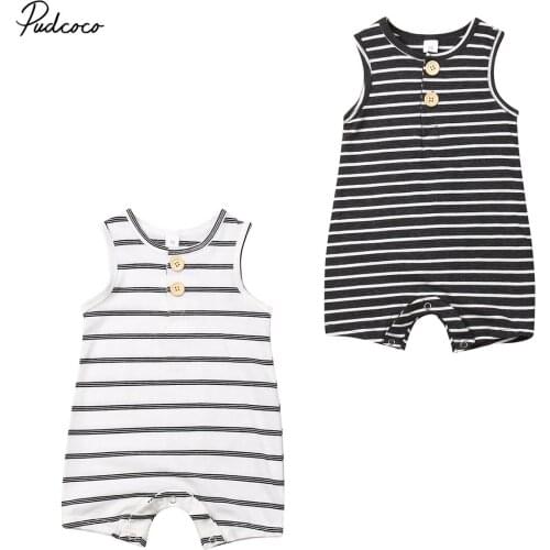 2019 Brand Cotton Newborn Infant Baby Boys Girls Striped Sleeveless Romper Summer New Soft Jumpsuit Outfit Casual Clothes