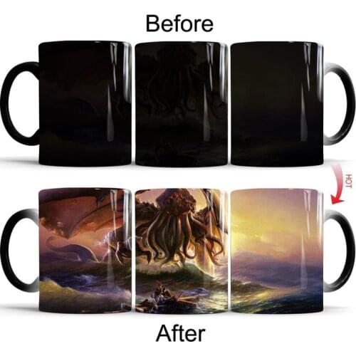 Cthulhu Mugs Hot Cold Heat Reveal Travel Magic Color Changing Mugs Cup Best Gift for Your Friends