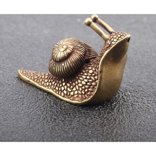 Copper Mini Snail Miniature Figurine Office Desktop Decoration Antique Animal Craft Tea Pet Brass Incense Holder Small Ornaments