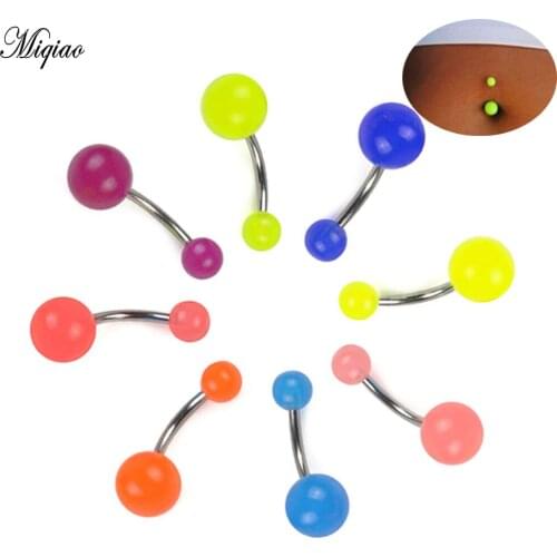 Miqiao 1 Pcs Hot Selling European and American Trend Piercing Accessories Acrylic Luminous Belly Button Nail