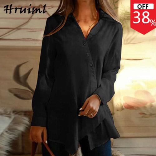 Fashion Simple Style Tops Lrregular Hem Button Long Sleeve New Women Clothing Casual Loose Slim Printing Blusas De Mujer