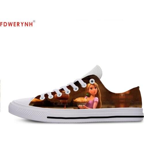 Mens Casual Shoes New Cartoon Cute Funny Tangled Lace-Up Canvas Strap Ladies Casual Man Shoes Comfortable