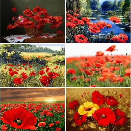 HUACAN Paint By Number Flower Drawing On Canvas Hand Painted Painting Art Gift DIY Pictures By Numbers Flowers Kits Home Decor