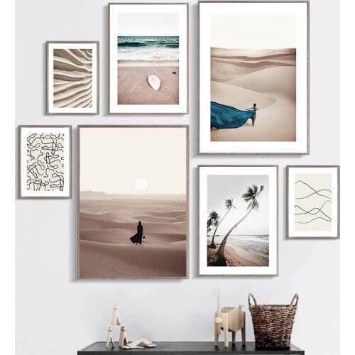 Nordic Sea View Picture Modern Desert Photography Canvas Painting Wall Poster for Living Room, Bedroom and Porch Decoration